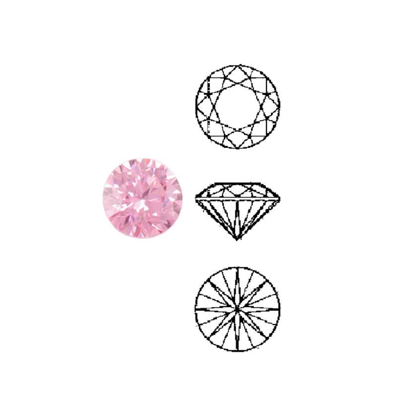 Schmucksteine Cubic Zirkonia pink, rund Schmucksteine Cubic Zirkonia pink, rund