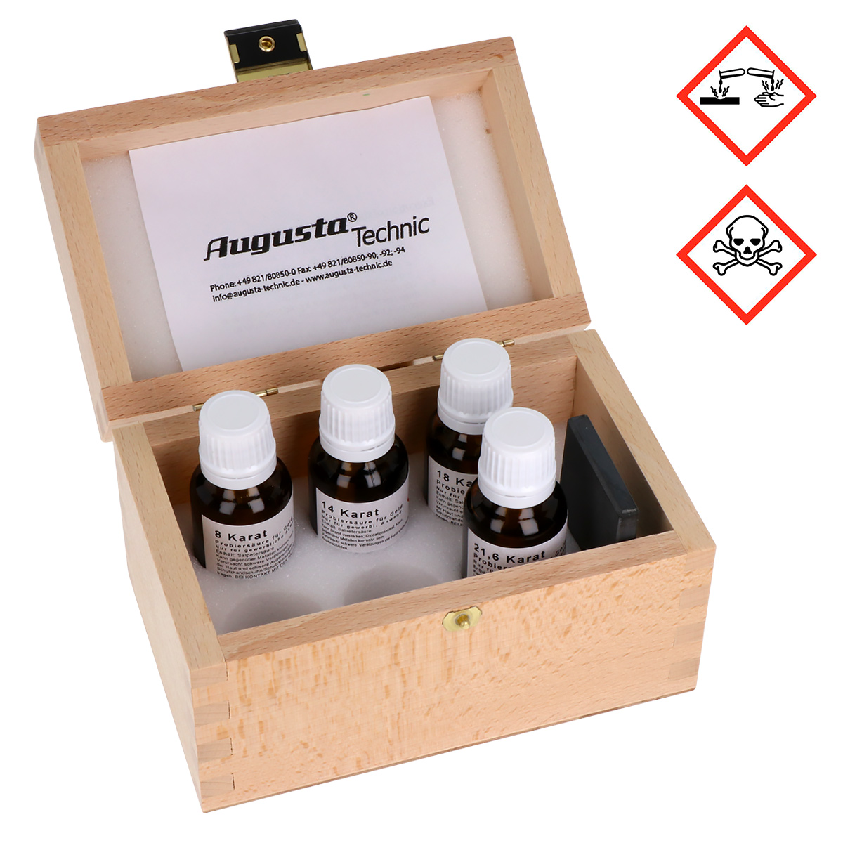 Probiersäurekasten mit Prüfsäure für Gold