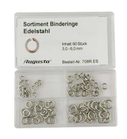 Sortiment Binderinge rund, 2,5 - 6 mm, 60 Stück