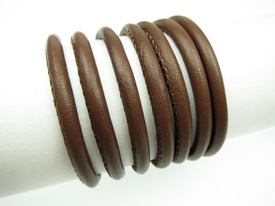 Nappaleder mit Kern, rund gesäumt, Ø 4 mm, braun