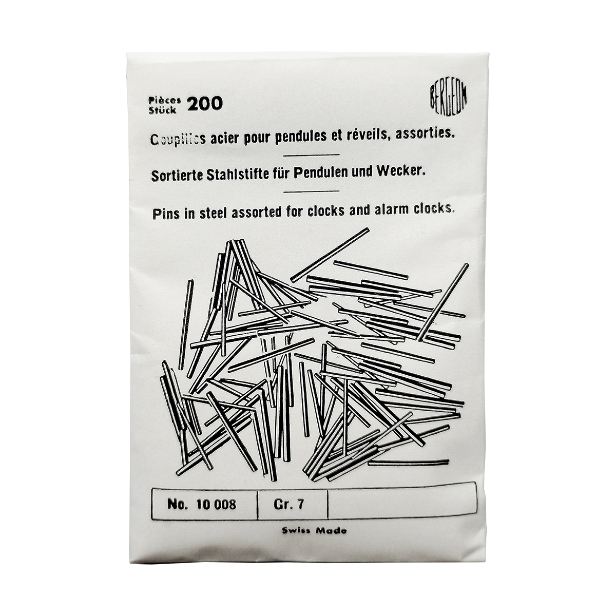 10008_BG Bergeon Stahlstifte für Wecker, sortiert