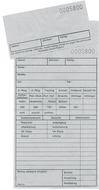 Reparaturtüten für Schmuck