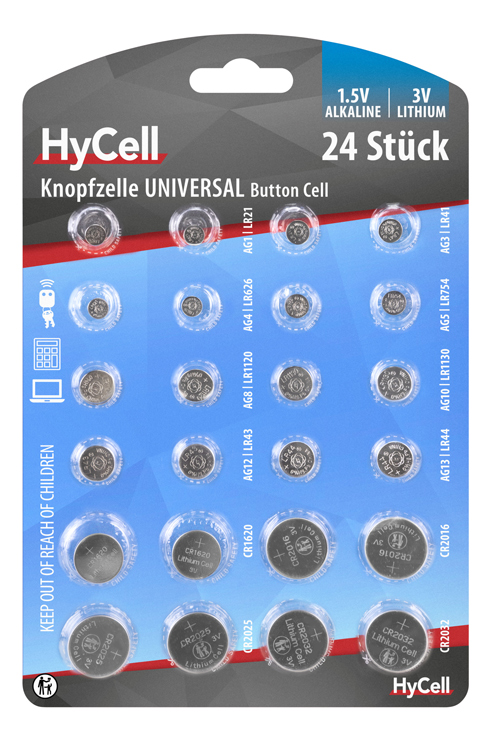 24HY_AA HyCell Set Knopfzellen & Lithiumbatterien