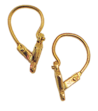 Brisuren mit Faconteil und Verschluß, Tropfenform, gerillt, Öse quer, Gold 585