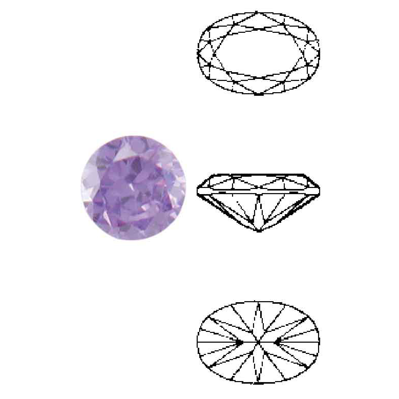Schmucksteine Cubic Zirkonia lavender, rund