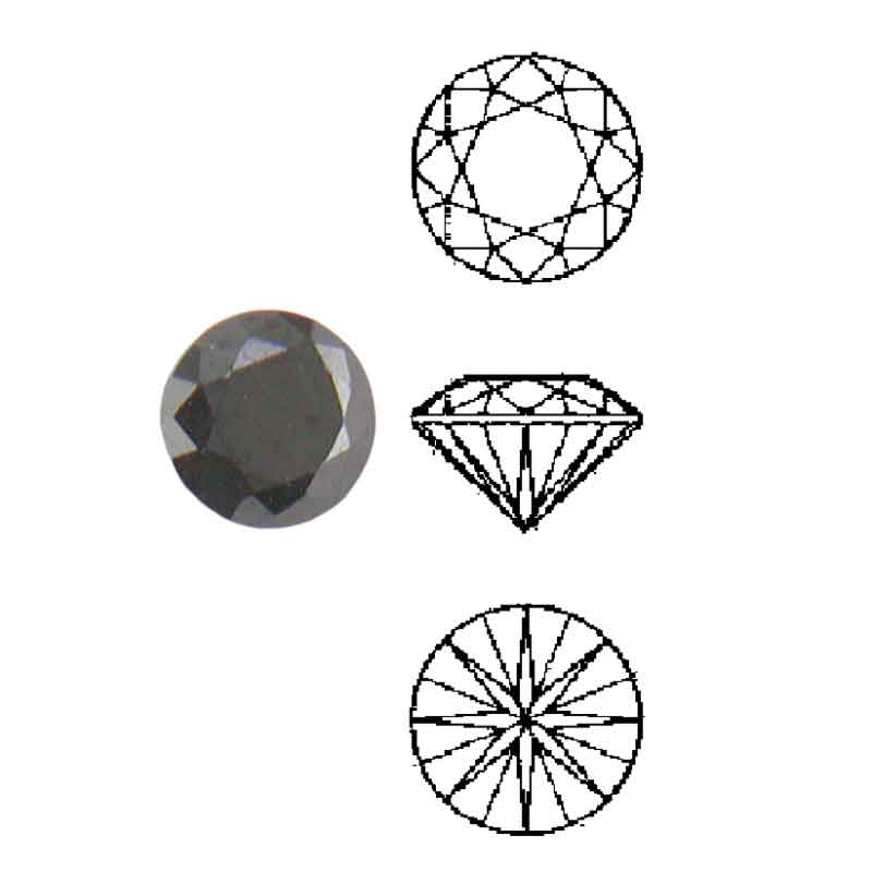 Schmucksteine Cubic Zirkonia schwarz, rund Schmucksteine Cubic Zirkonia schwarz, rund