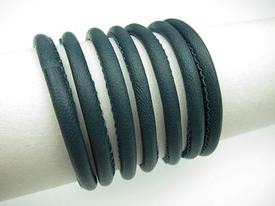 Nappaleder mit Kern, rund gesäumt, Ø 4 mm, petrol