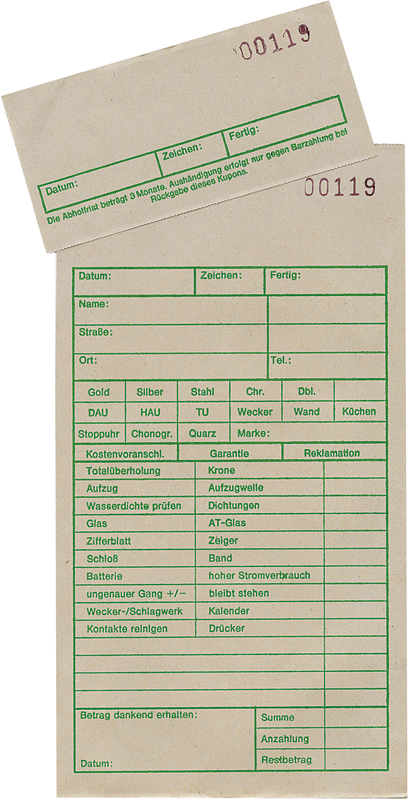 Reparaturtüten für Uhren Reparaturtüten für Uhren