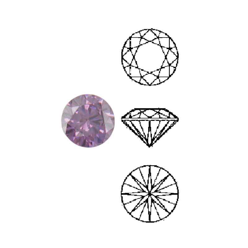 Schmucksteine Cubic Zirkonia amethyst, rund Schmucksteine Cubic Zirkonia amethyst, rund