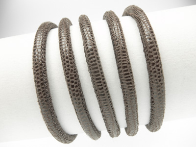 Nappaleder Echsenlederprägung, rund gesäumt, Ø 4 mm, taupe