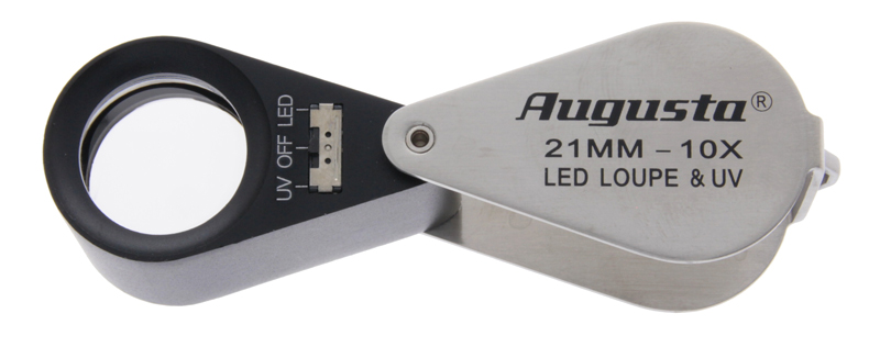 Taschenlupe 10X mit 6 LEDs und UV-Licht