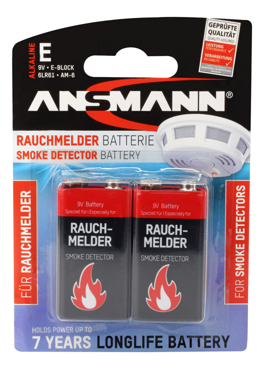 Ansmann 9V Block Alkaline speziell für Rauchmelder Ansmann 9V Block Alkaline speziell für Rauchmelder