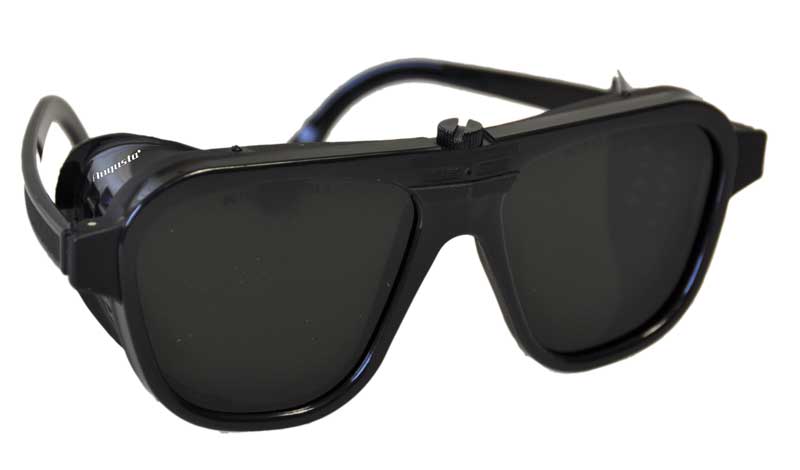 Standardschutzbrille mit dunkelgrünen Scheiben Standardschutzbrille mit dunkelgrünen Scheiben