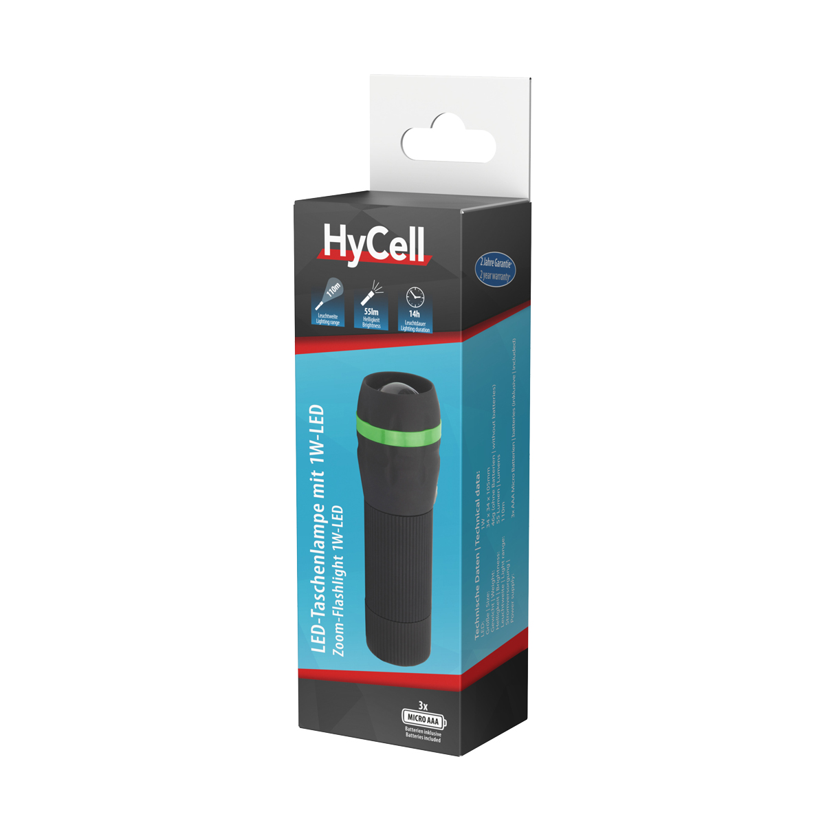 445_ZO Hycell LED Zoom Taschenlampe
